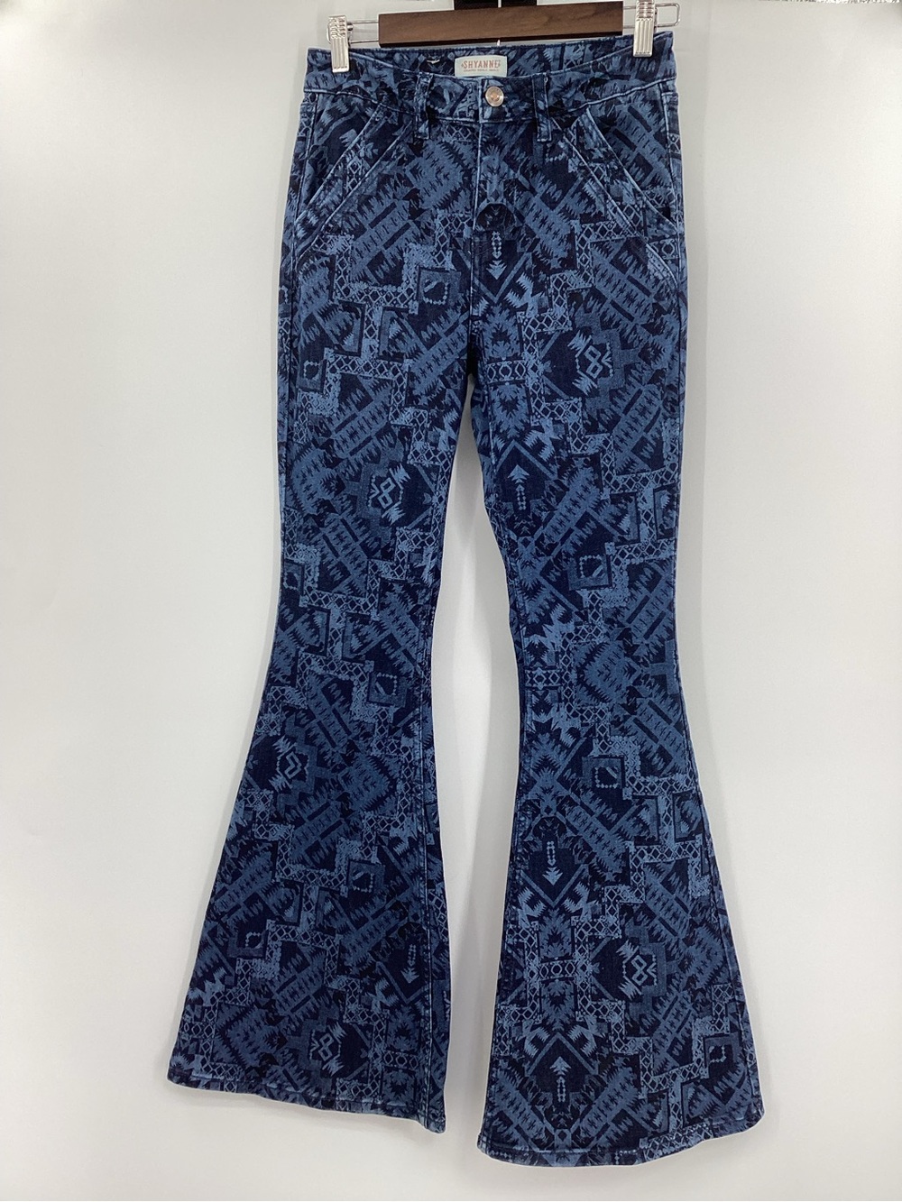 Shyanne Navy Aztec Flare Jeans